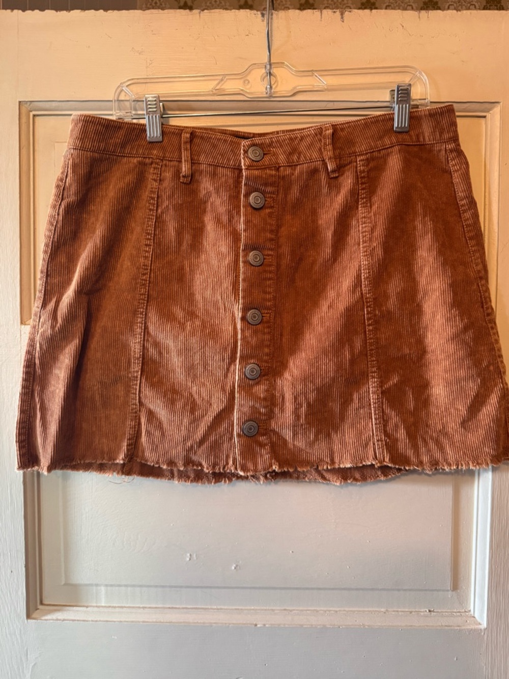 Button-Front Corduroy Mini Skirt